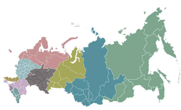 Карта федеральных округов РФ